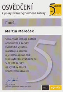 OSVĚDČENÍ SOMFY
